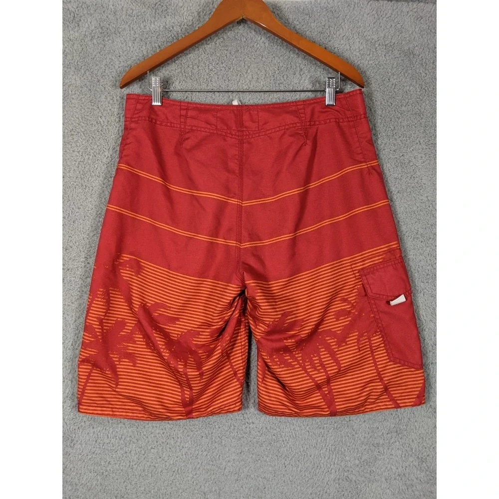 Old Navy Swim Board Shorts Mens M Red Orange Tropical Beach Surfer Y2K Skater